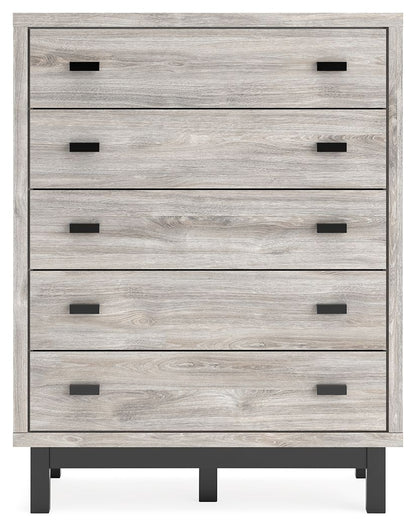 Vessalli - Black / Gray - Five Drawer Wide Chest - Hornell Furniture Outlet