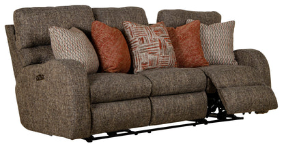 Liam - Power Headrest Power Lay Flat Reclining Sofa - Coal - Hornell Furniture Outlet
