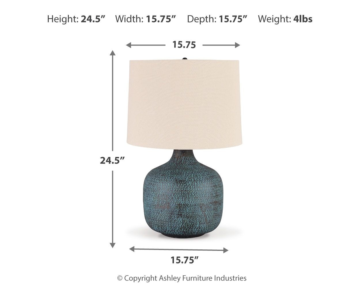Malthace - Metal Table Lamp - Patina - Hornell Furniture Outlet