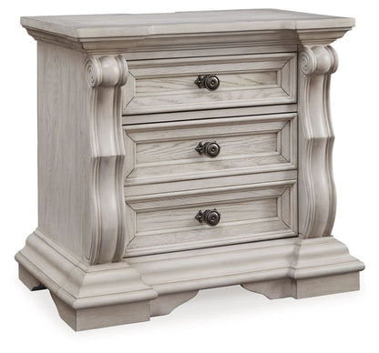 Bruchandi - Antique White - Three Drawer Night Stand - Hornell Furniture Outlet