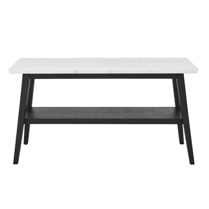 Vida - Marble Top Sofa Table - Black / White - Hornell Furniture Outlet