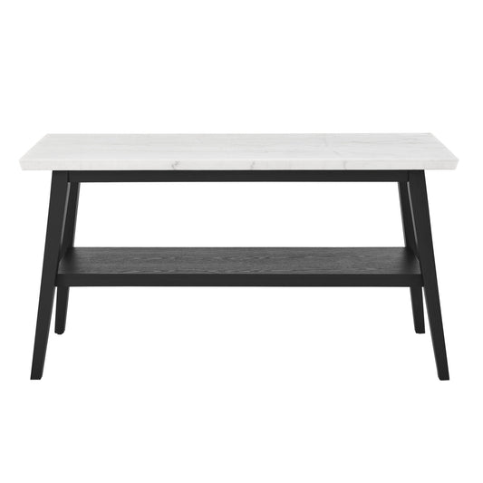 Vida - Marble Top Sofa Table - Black / White - Hornell Furniture Outlet