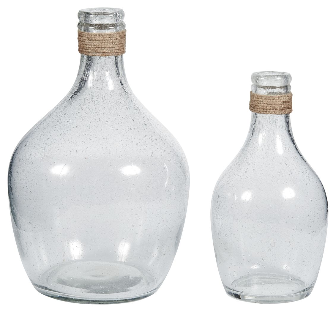 Marcin - Clear - Vase Set (Set of 2) - Hornell Furniture Outlet