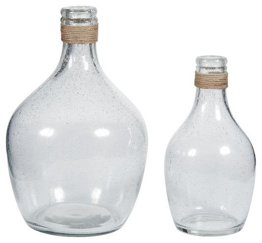 Marcin - Clear - Vase Set (Set of 2) - Hornell Furniture Outlet