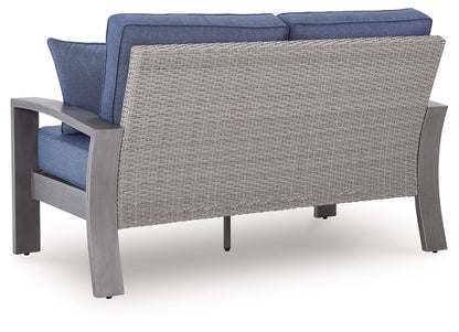 Half Moon Beach - Loveseat With Cushion - Blue / Gray - Hornell Furniture Outlet