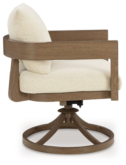 Serene Bay - Dark Brown / White - Swivel Chair With Cushion (Set of 2) - Hornell Furniture Outlet