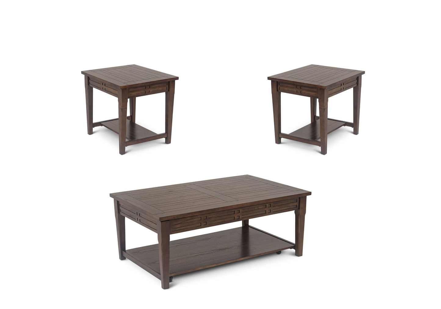 Crestline - 3 Piece Table Set - Brown - Hornell Furniture Outlet