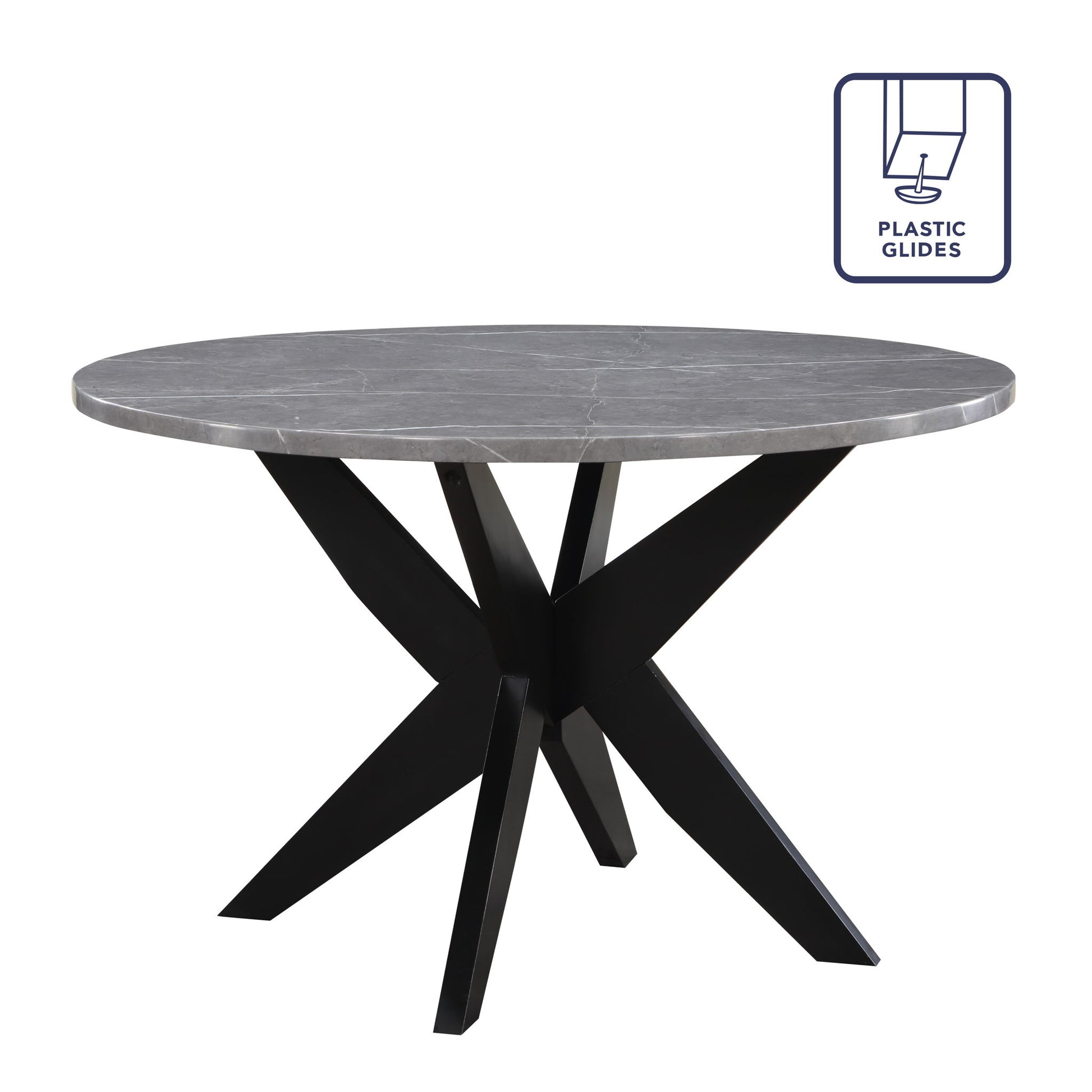 Amy - Round Faux - Marble Dining Table - Gray - Hornell Furniture Outlet