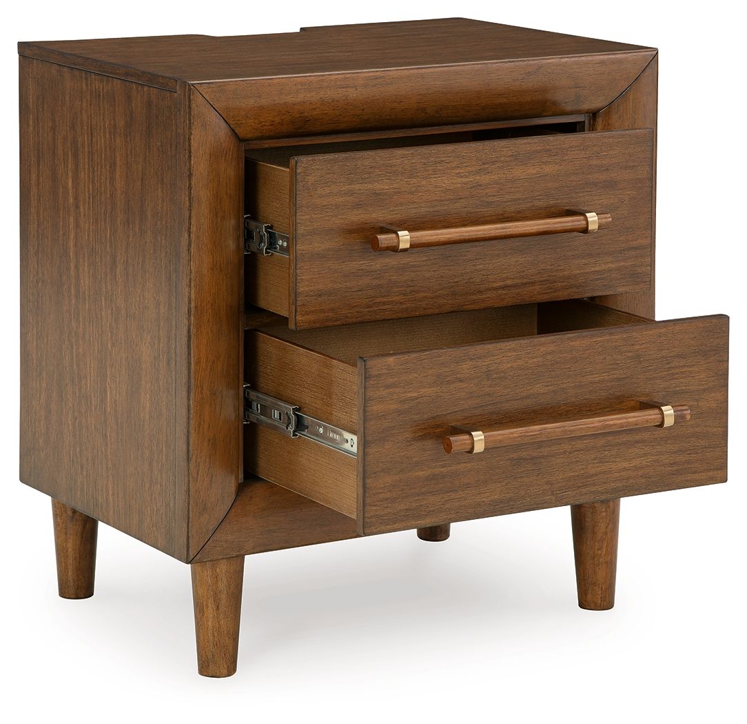 Lyncott - Brown - Two Drawer Night Stand - Hornell Furniture Outlet