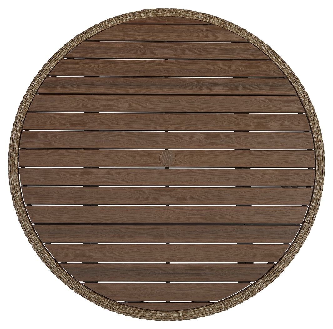 Amaris - Brown / Black - Round Dining Table - Hornell Furniture Outlet