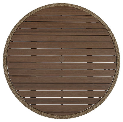 Amaris - Brown / Black - Round Dining Table - Hornell Furniture Outlet