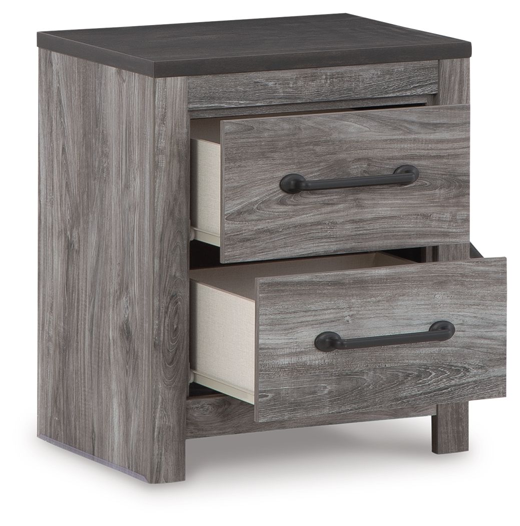 Bronyan - Dark Gray - Two Drawer Night Stand - Hornell Furniture Outlet