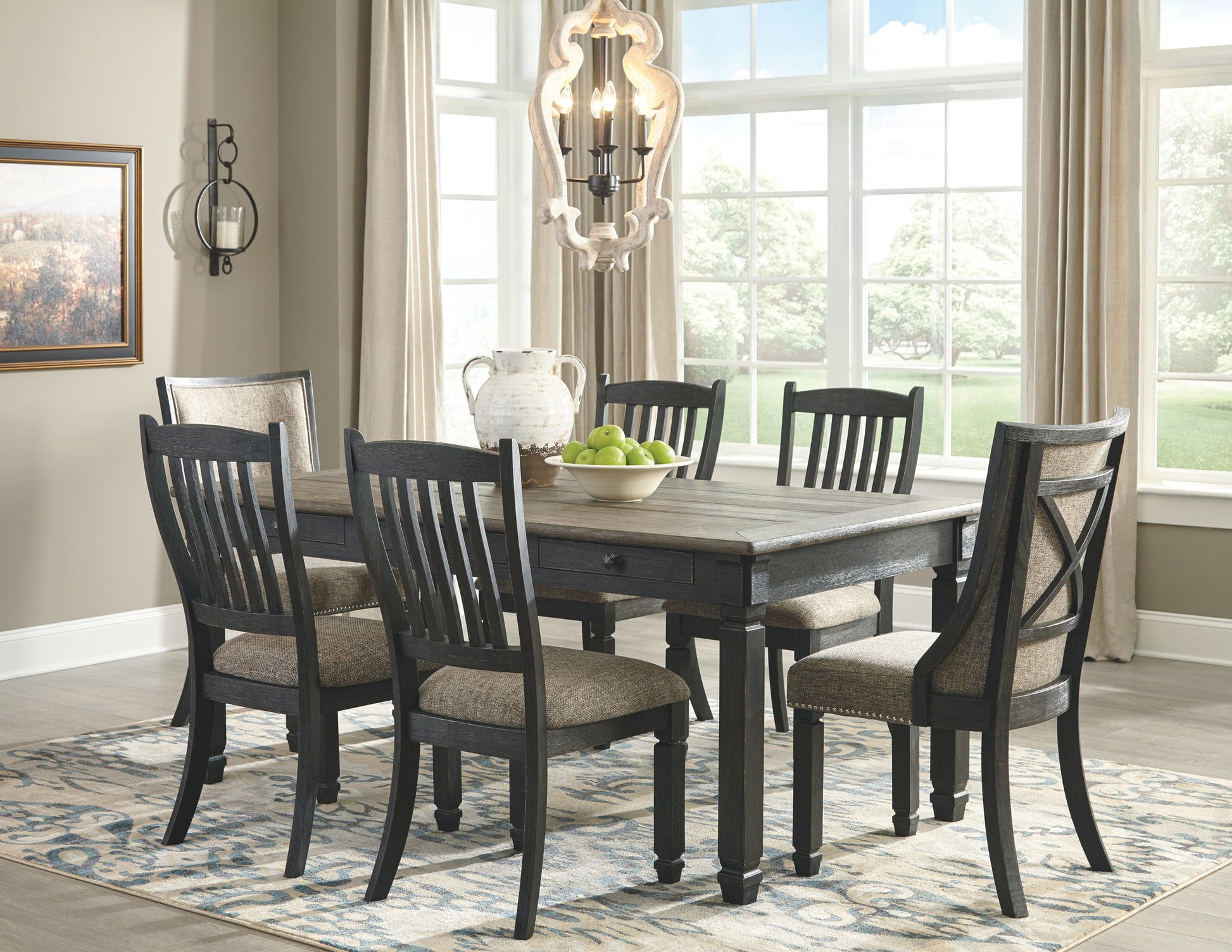 Tyler Creek - Black / Grayish Brown - Dining UPH Side Chair (Set of 2) - Slatback - Hornell Furniture Outlet
