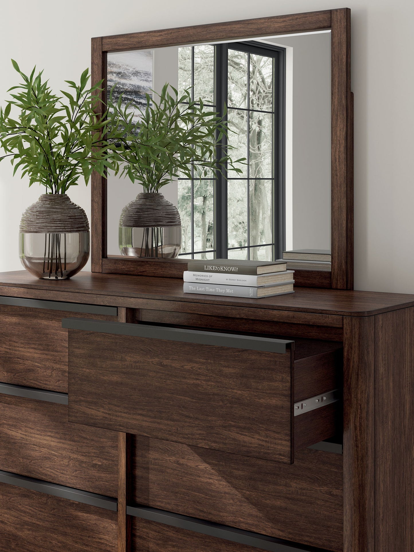 Dilenno - Dark Brown - Dresser And Mirror - Hornell Furniture Outlet