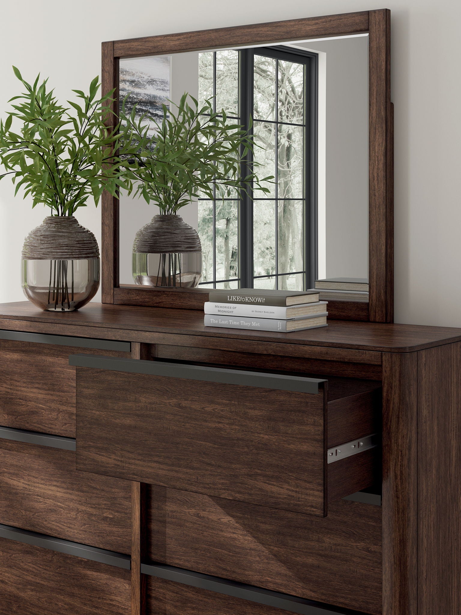 Dilenno - Dark Brown - Dresser And Mirror - Hornell Furniture Outlet