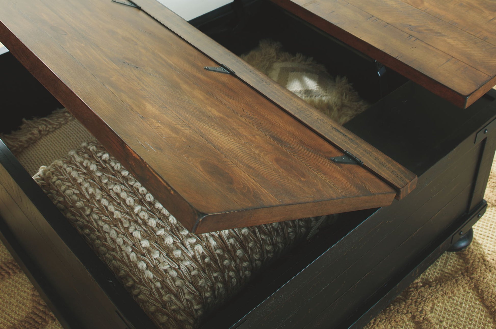 Valebeck - Black / Brown - Lift Top Cocktail Table - Hornell Furniture Outlet