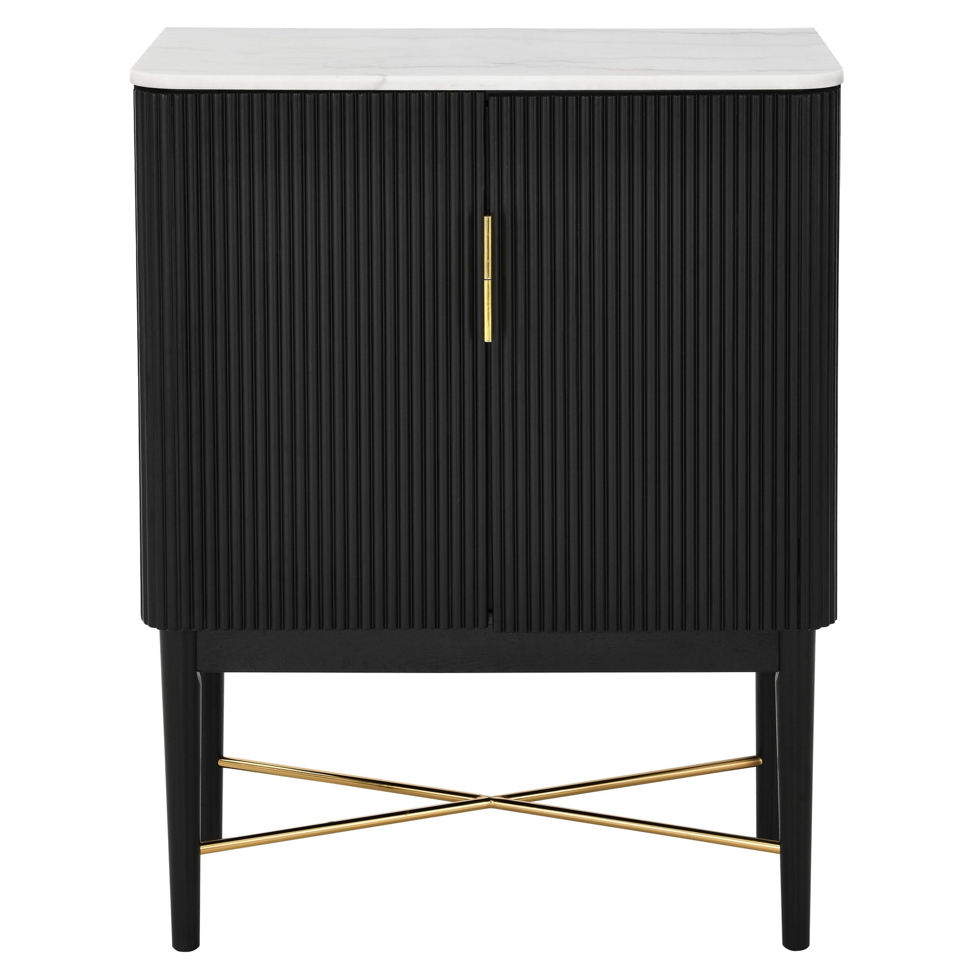 Vida Black - Marble Top Wine Cabinet - White / Black - Hornell Furniture Outlet