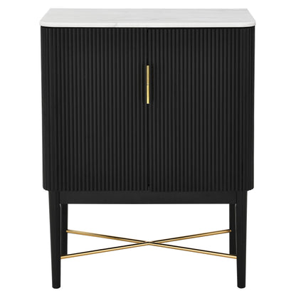 Vida Black - Marble Top Wine Cabinet - White / Black - Hornell Furniture Outlet