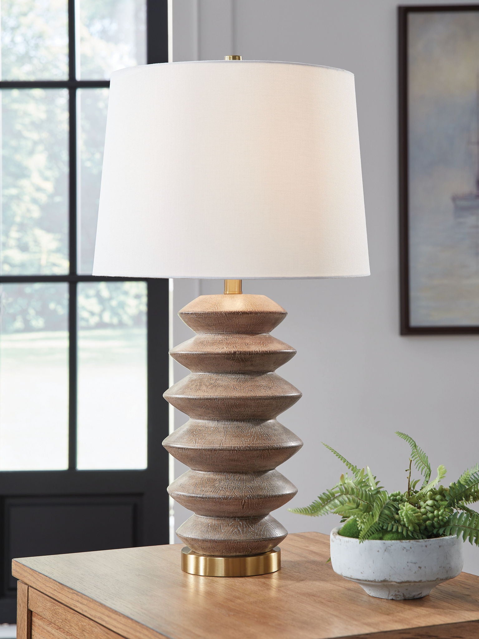 Jyllyard - Brown / Gold Finish - Poly Table Lamp - Hornell Furniture Outlet