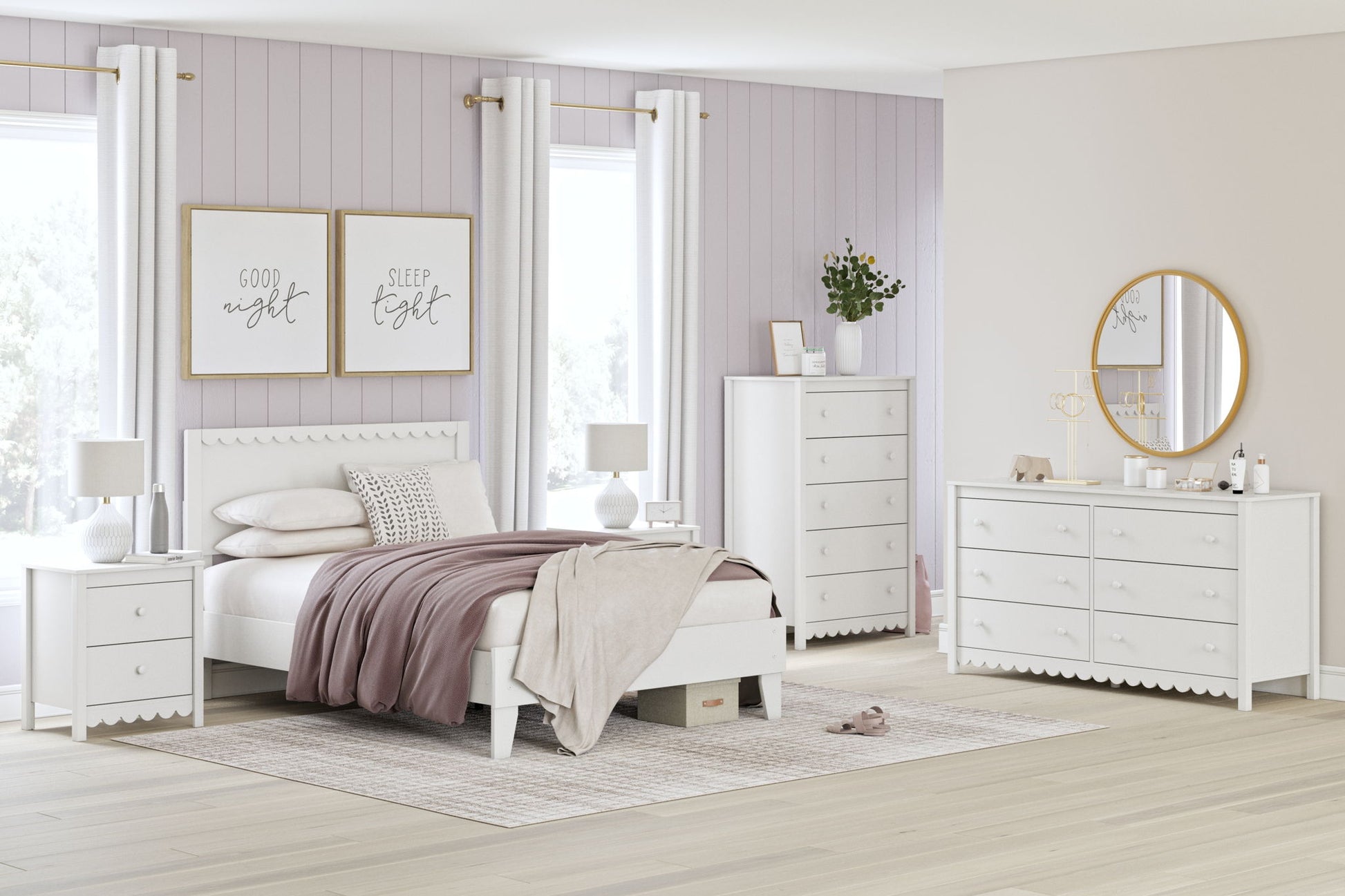 Hallityn - Six Drawer Dresser - White - Hornell Furniture Outlet