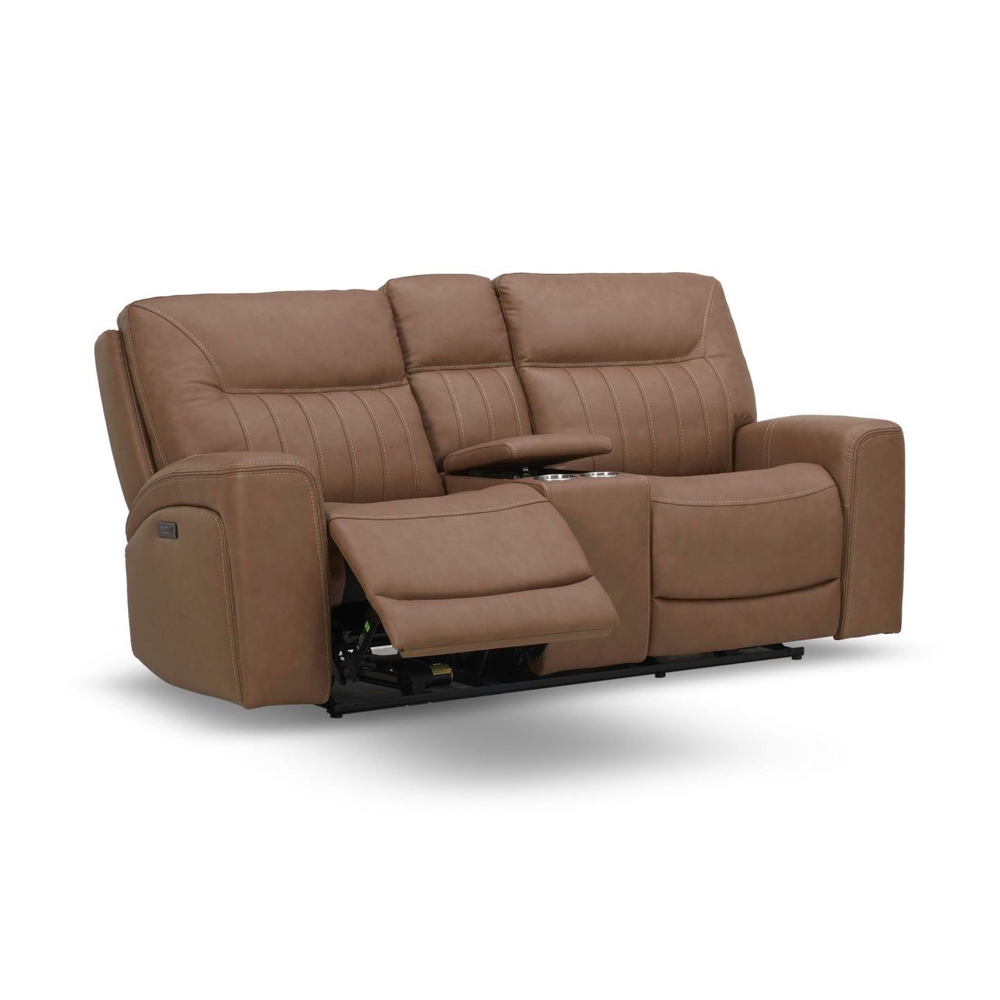 Bennett - Loveseat With Console P2 & ZG - Butternut - Butternut Leather - Hornell Furniture Outlet