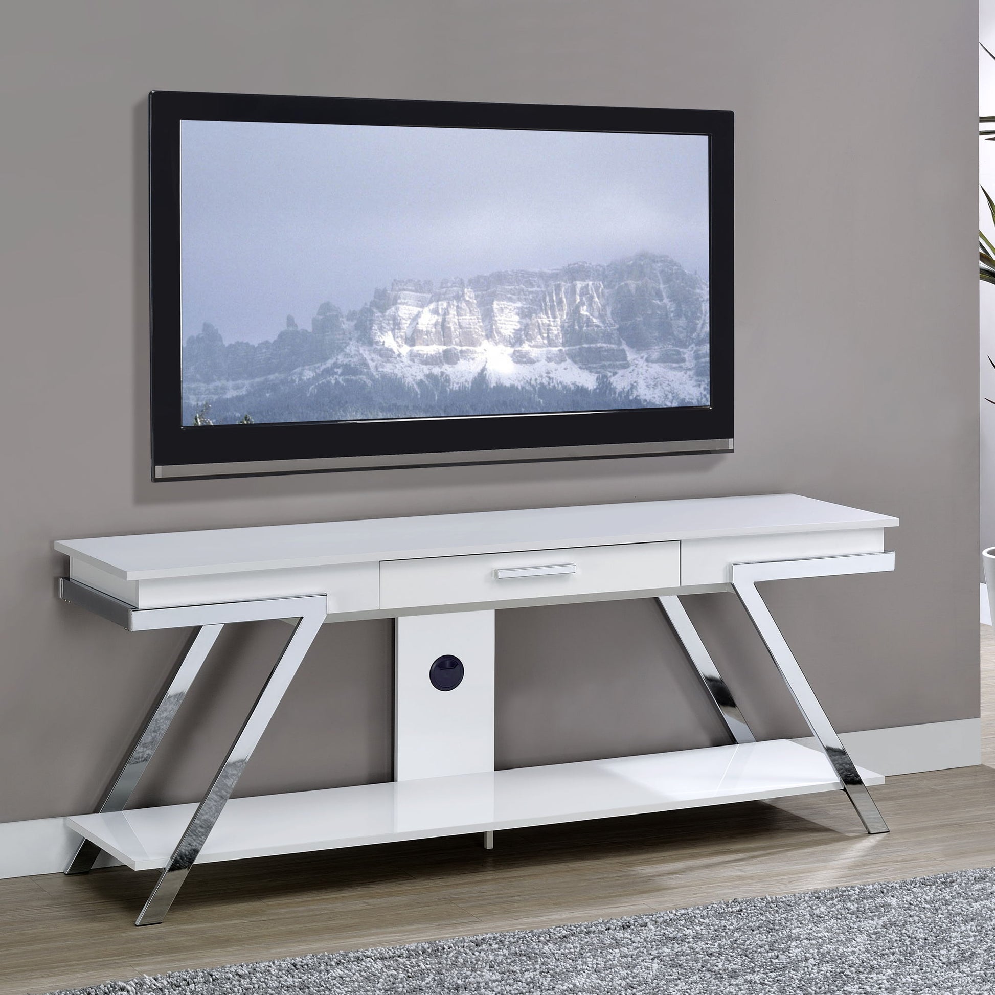 Zena - TV Stand With Drawer - White - Hornell Furniture Outlet