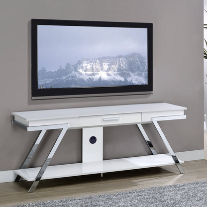 Zena - TV Stand With Drawer - White - Hornell Furniture Outlet