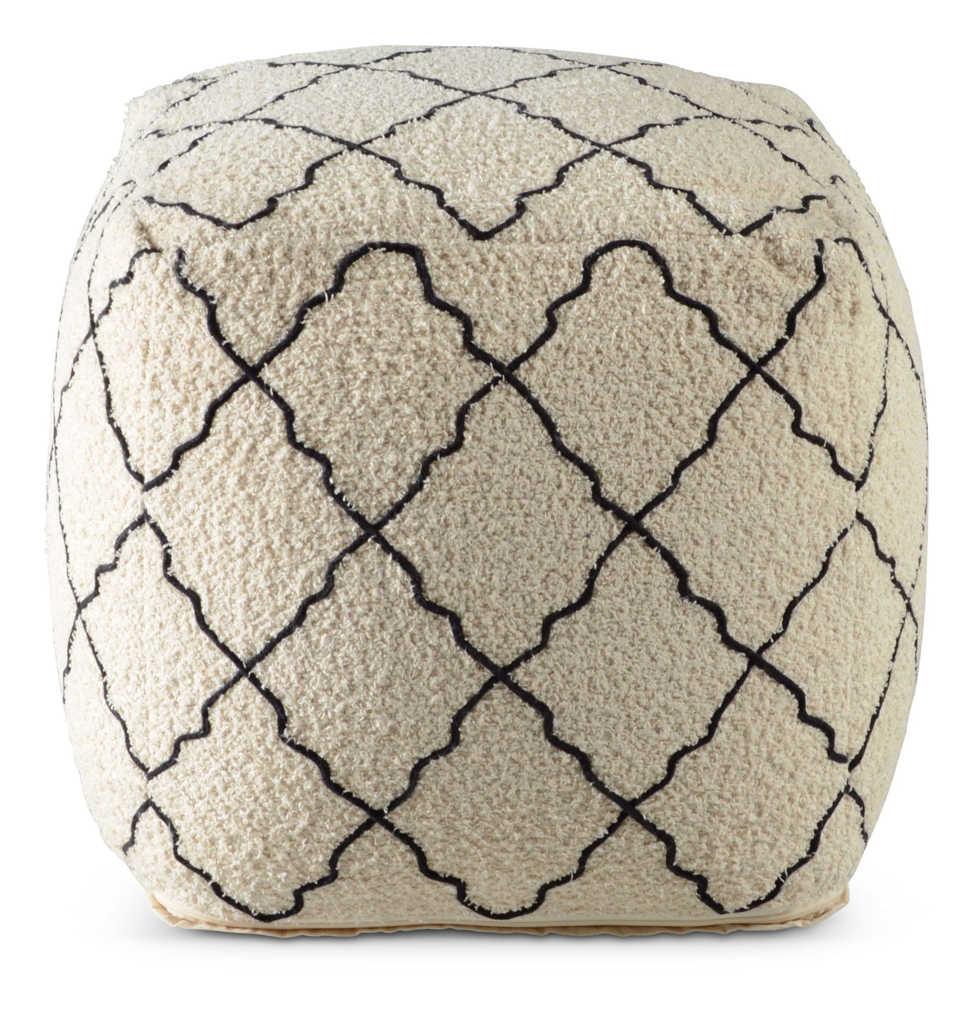 Lattice - Square Pouf - Beige - Hornell Furniture Outlet