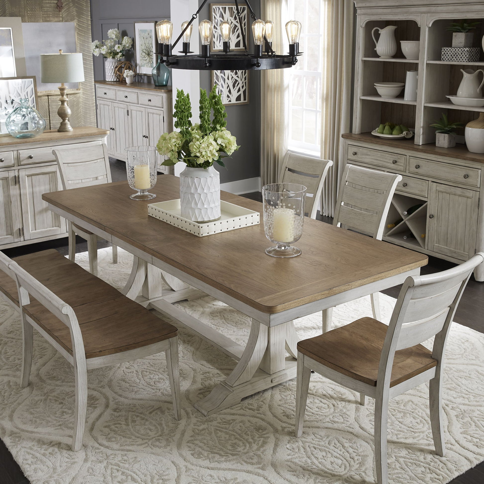 Farmhouse Reimagined - Trestle Table - White - Hornell Furniture Outlet