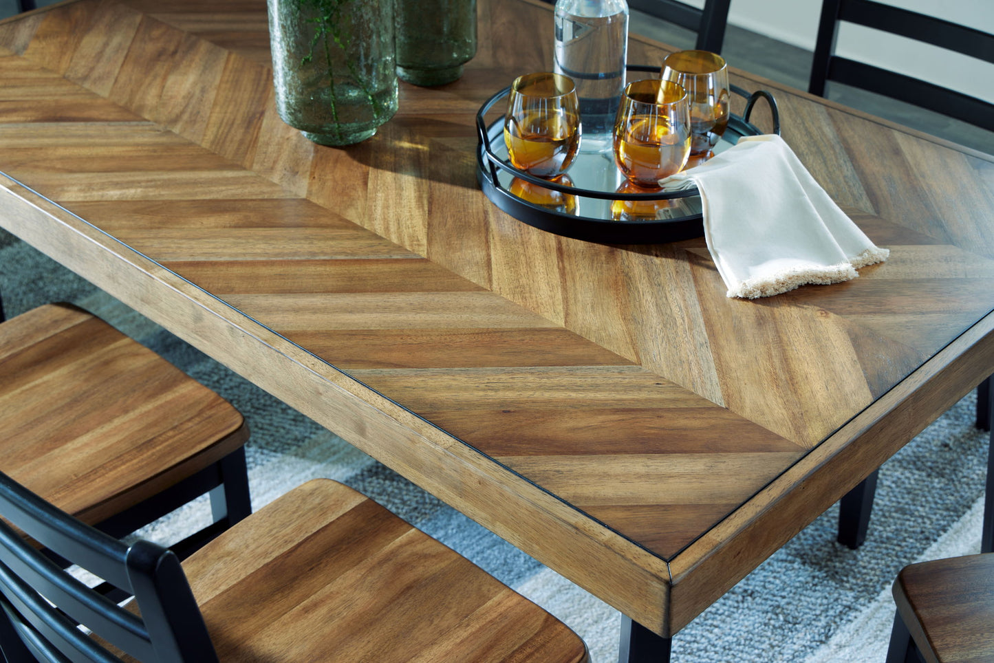 Blondon - Brown / Black - Rectangular Drm Table Set (Set of 7) - Hornell Furniture Outlet