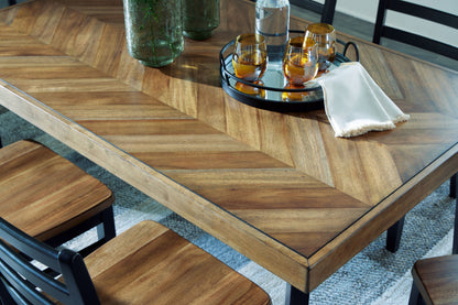 Blondon - Brown / Black - Rectangular Drm Table Set (Set of 7) - Hornell Furniture Outlet