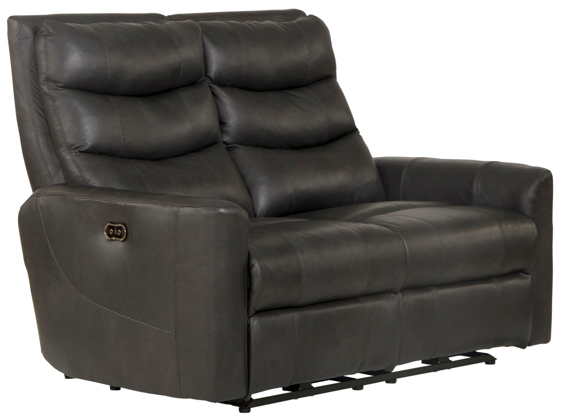 Bosa - Leather Power Reclining Loveseat - Charcoal - Hornell Furniture Outlet