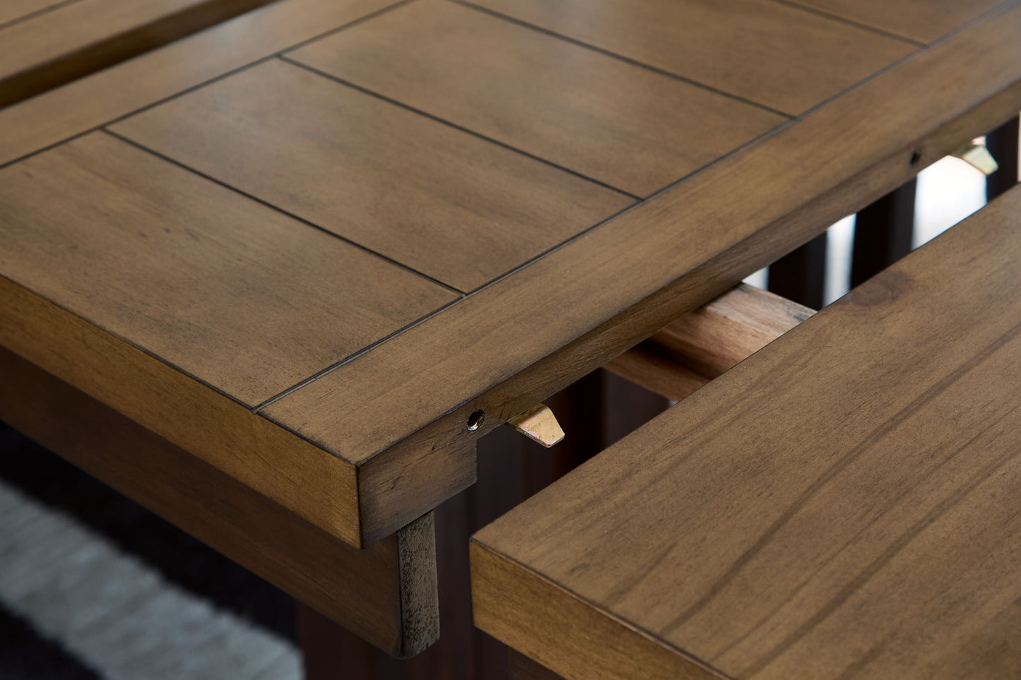 Rylandeen - Rectangular Dining Room Counter Height Extension Table - Light Brown / Dark Brown - Hornell Furniture Outlet