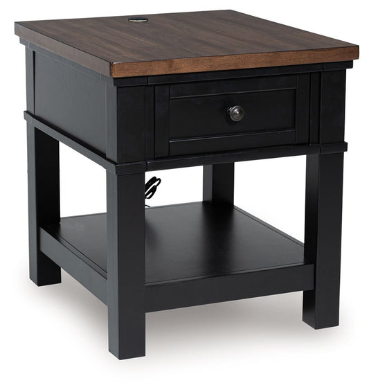 Wildenauer - Brown / Black - Rectangular End Table - Hornell Furniture Outlet