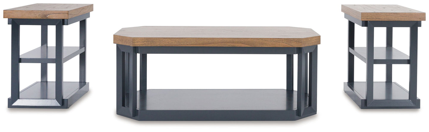 Landocken - Brown / Blue - Occasional Table Set (Set of 3) - Hornell Furniture Outlet