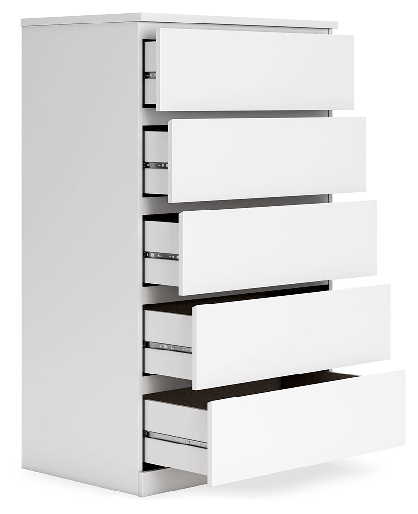 Onita - White - Five Drawer Chest - Hornell Furniture Outlet