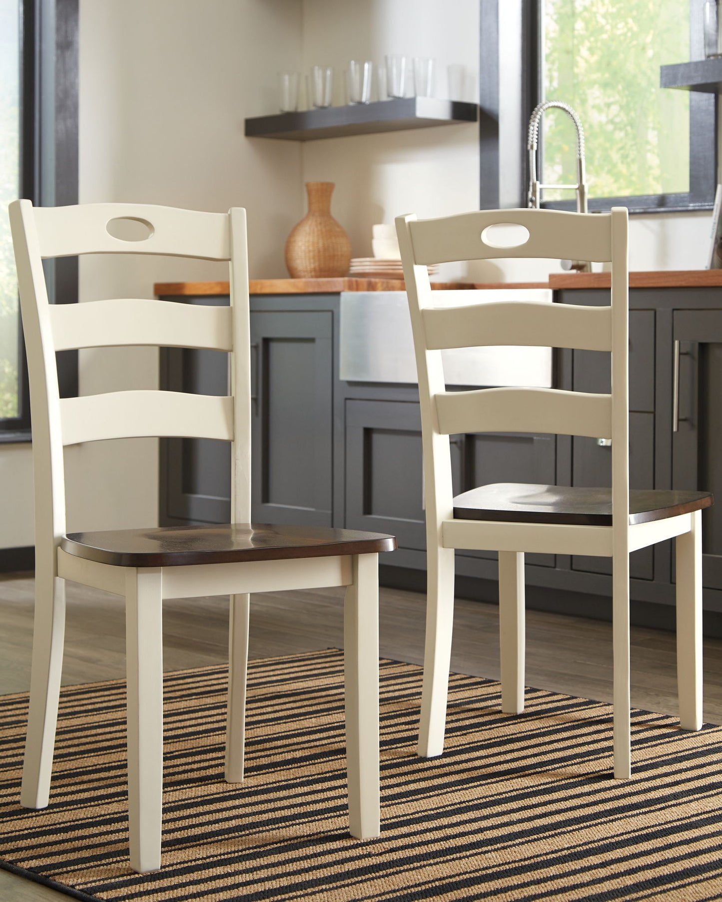 Woodanville - Dining Room Side Chair (Set of 2) - Cream / Brown - Hornell Furniture Outlet
