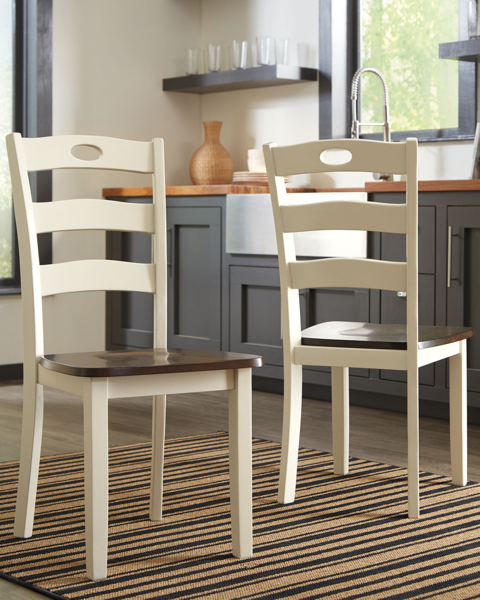 Woodanville - Dining Room Side Chair (Set of 2) - Cream / Brown - Hornell Furniture Outlet