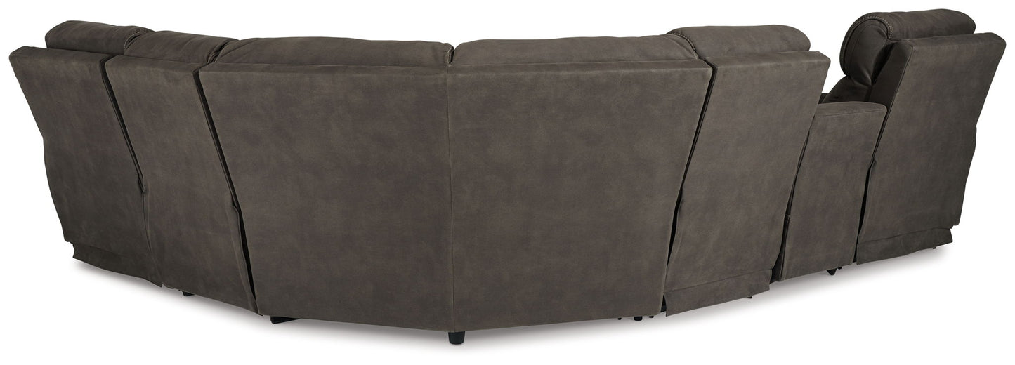 Hoopster - Gunmetal - Zero Wall Power Recliner with Console 6 Pc Sectional - Hornell Furniture Outlet