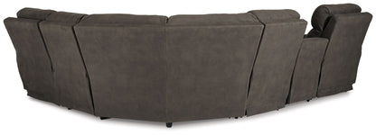 Hoopster - Gunmetal - Zero Wall Power Recliner with Console 6 Pc Sectional - Hornell Furniture Outlet