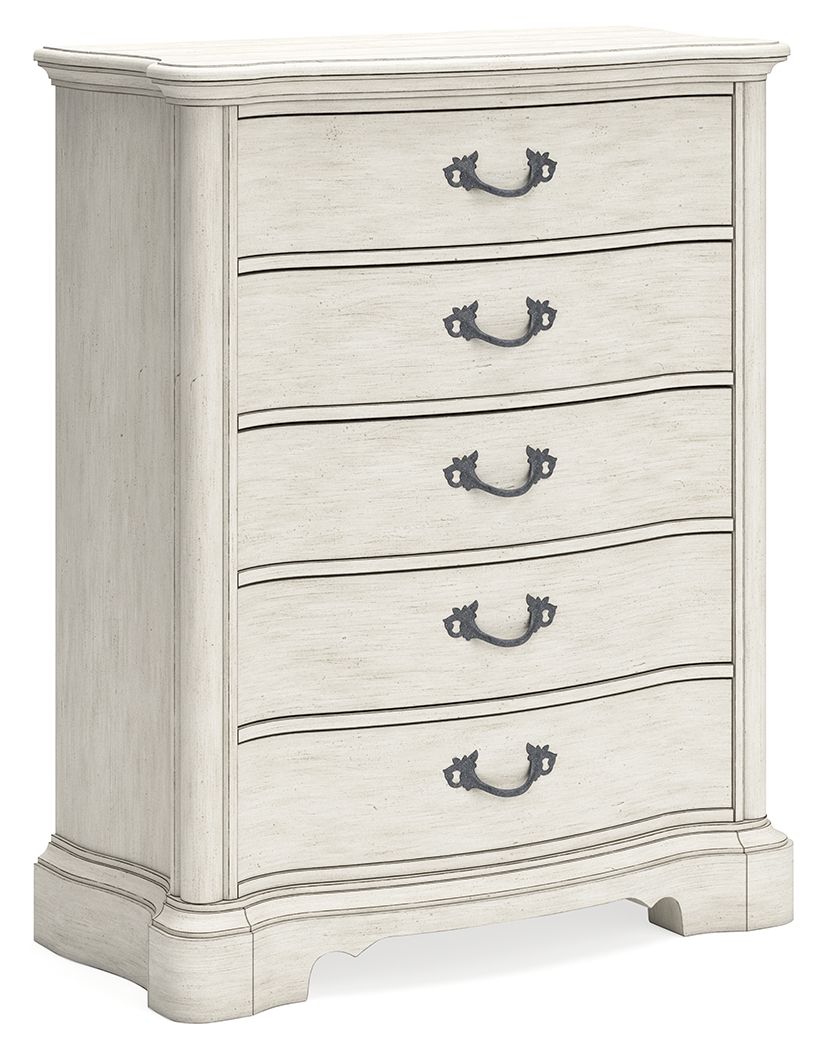 Arlendyne - Antique White - Five Drawer Chest - Hornell Furniture Outlet