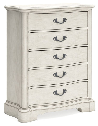 Arlendyne - Antique White - Five Drawer Chest - Hornell Furniture Outlet