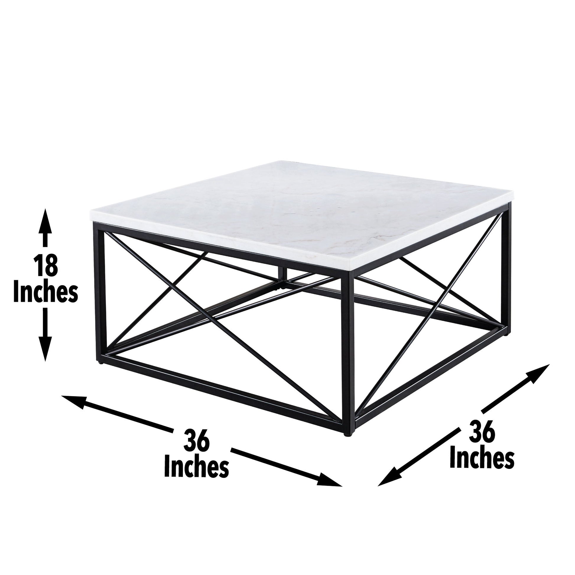 Skyler - White Marble Top Square - White - Hornell Furniture Outlet