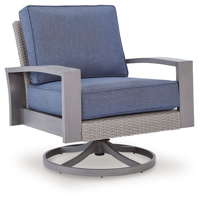 Half Moon Beach - Swivel Lounge With Cushion - Blue / Gray - Hornell Furniture Outlet