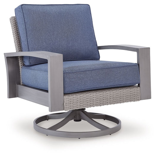 Half Moon Beach - Swivel Lounge With Cushion - Blue / Gray - Hornell Furniture Outlet