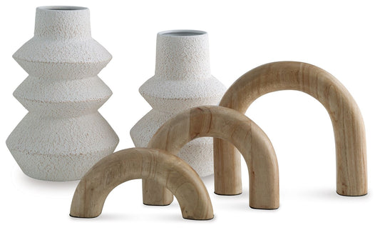 Maddwarth - White / Natural Brown - Accessory Set (Set of 5) - Hornell Furniture Outlet