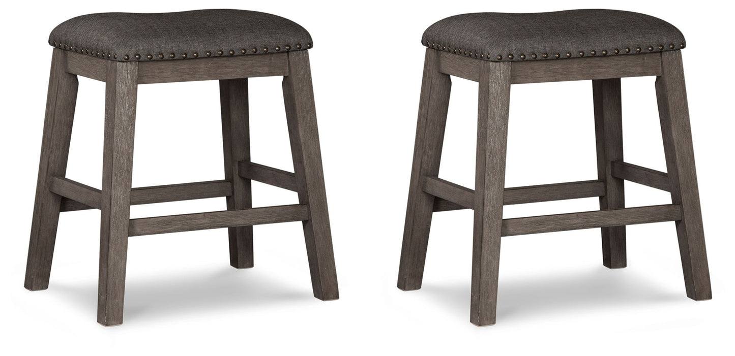 Caitbrook - Upholstered Stool (Set of 2) - Gray - Hornell Furniture Outlet