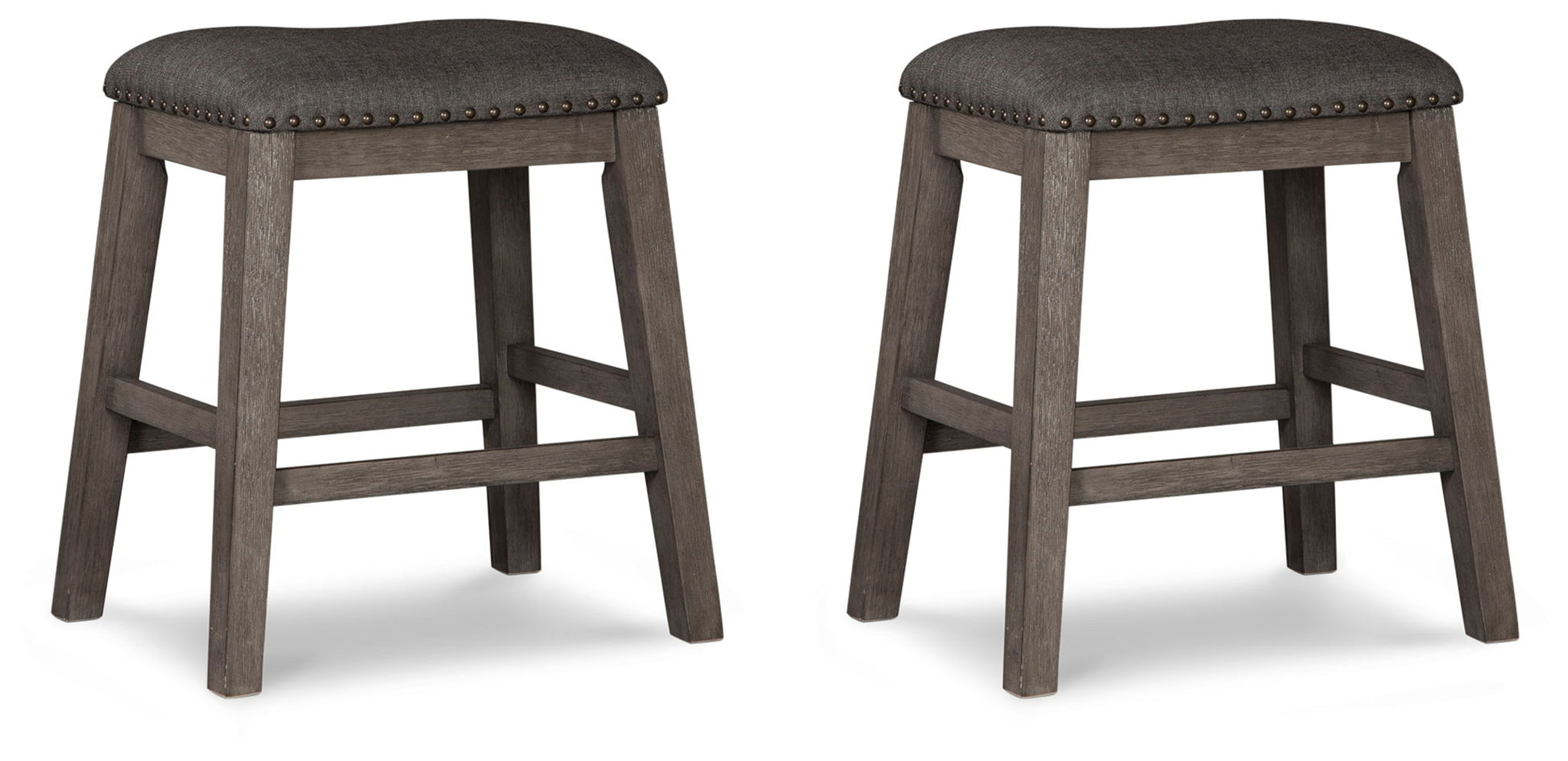 Caitbrook - Upholstered Stool (Set of 2) - Gray - Hornell Furniture Outlet