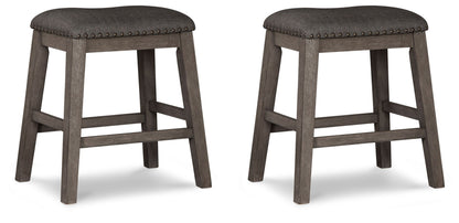 Caitbrook - Upholstered Stool (Set of 2) - Gray - Hornell Furniture Outlet