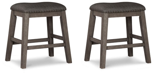 Caitbrook - Upholstered Stool (Set of 2) - Gray - Hornell Furniture Outlet